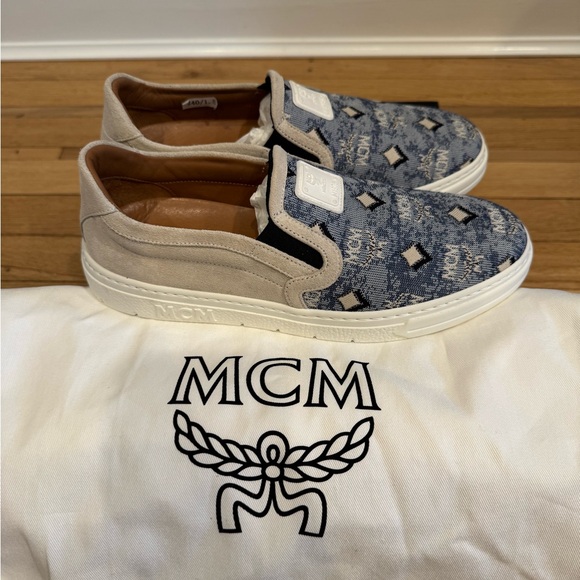 MCM Blue and White Slip-On Sneakers - Picture 3 of 7